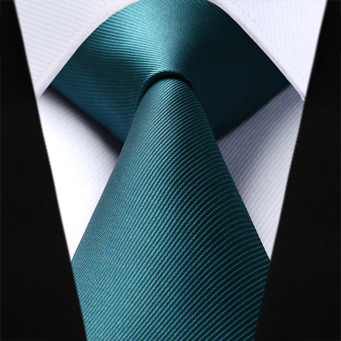 Solid Tie Handkerchief Set - A-TEAL