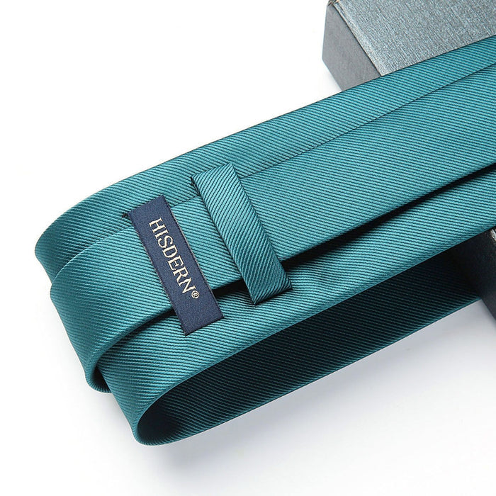 Solid Tie Handkerchief Set - A-TEAL