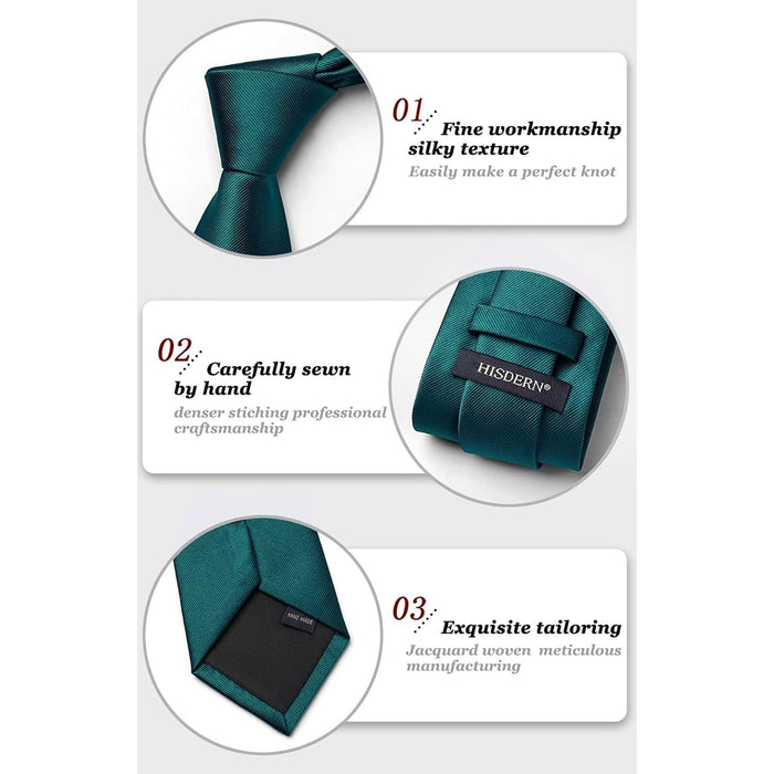 Solid Tie Handkerchief Set - A-TEAL