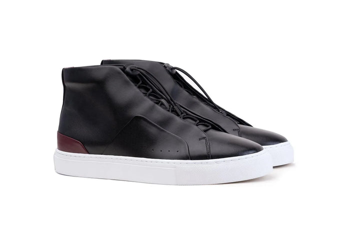 Moral Code Honeycrisp Women's Vegan High Top -Black/Red-10 #color_black-red