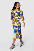 IMELDA HIGH-LOW WRAP DRESS (BLUE)