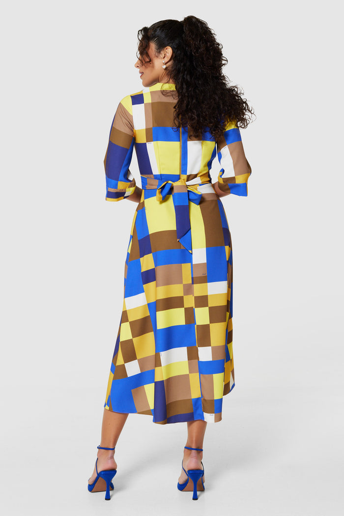IMELDA HIGH-LOW WRAP DRESS (BLUE)