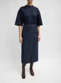 INDIGO DENIM DOUBLE APRON SKIRT