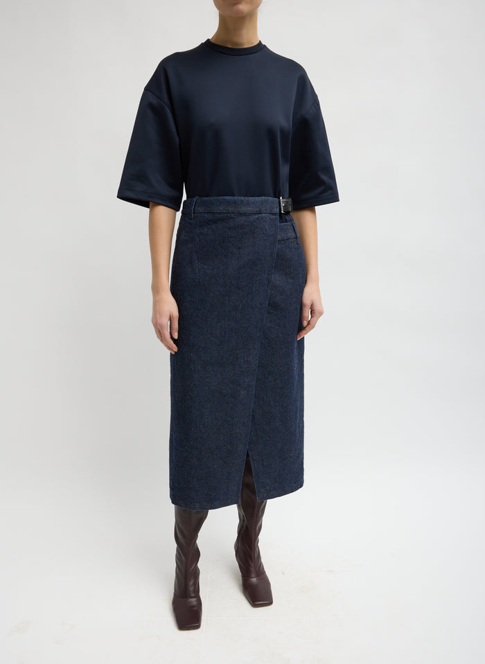 INDIGO DENIM DOUBLE APRON SKIRT
