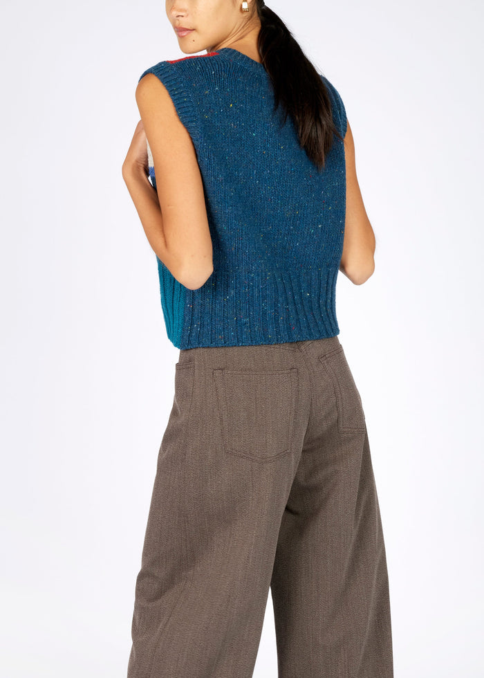 IrelandsEye Colour Block Aran Vest in Chilli | Premium Irish Wool & Cashmere