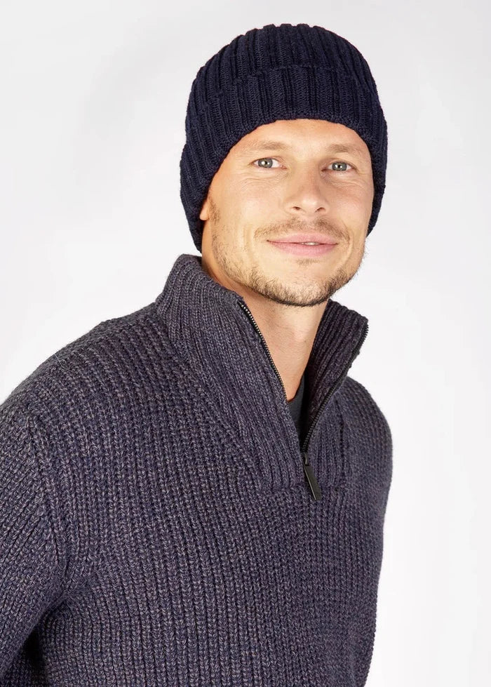 IrelandsEye Ribbed Merino Hat | Navy