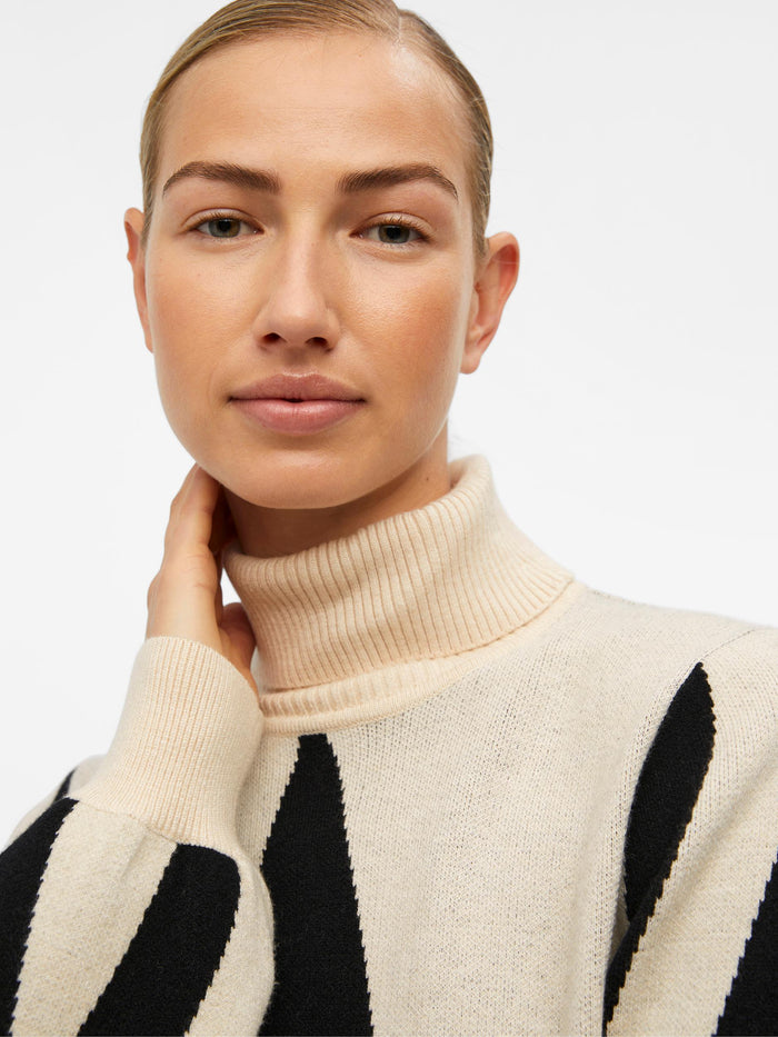 JANETTE ROLL NECK JUMPER (SANDSHELL/ BLACK)