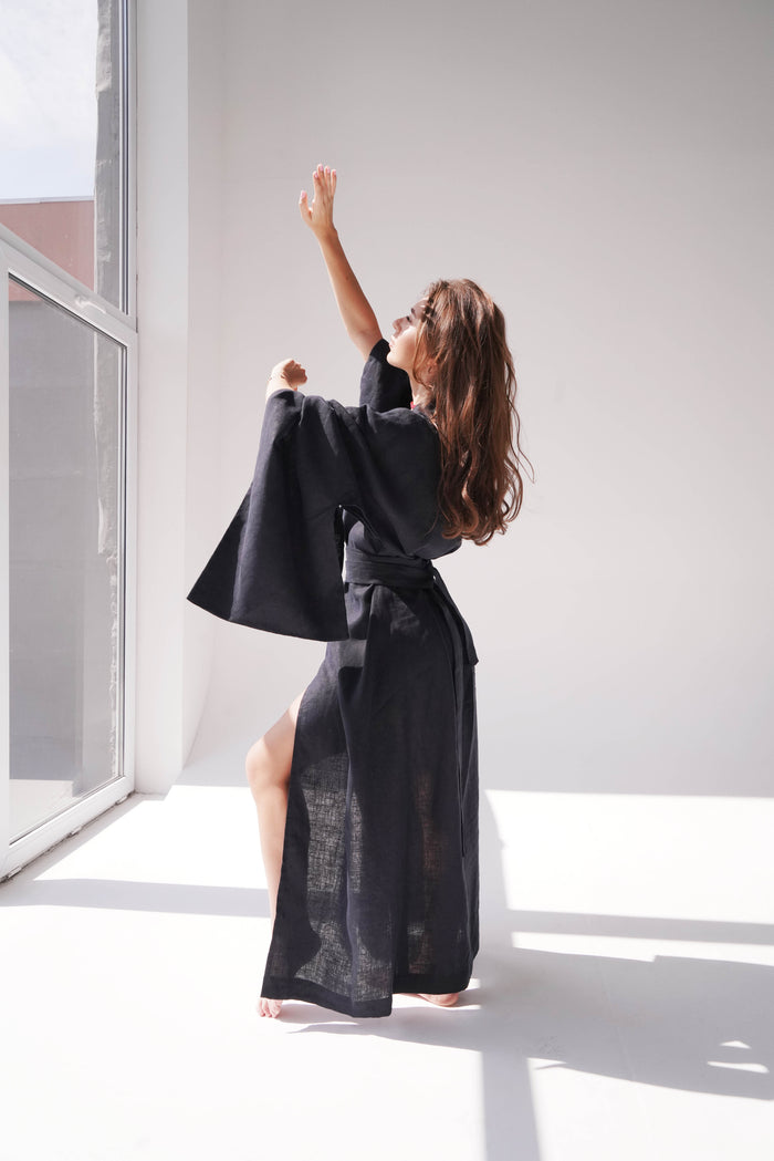 Japanese Style Kimono CAMELIA in Black