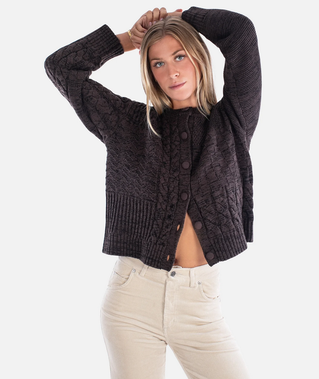JETTY WOMENS QUINCY PATCHWORK CARDIGAN SWEATER 26