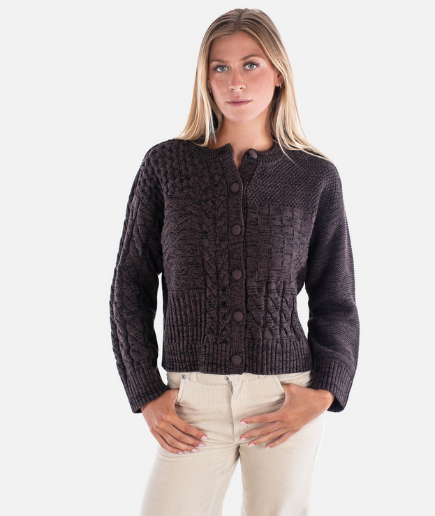 JETTY WOMENS QUINCY PATCHWORK CARDIGAN SWEATER 26