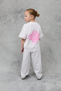 JNR BLURRED GRAPHIC EMBLEM T-SHIRT - WHITE/PINK