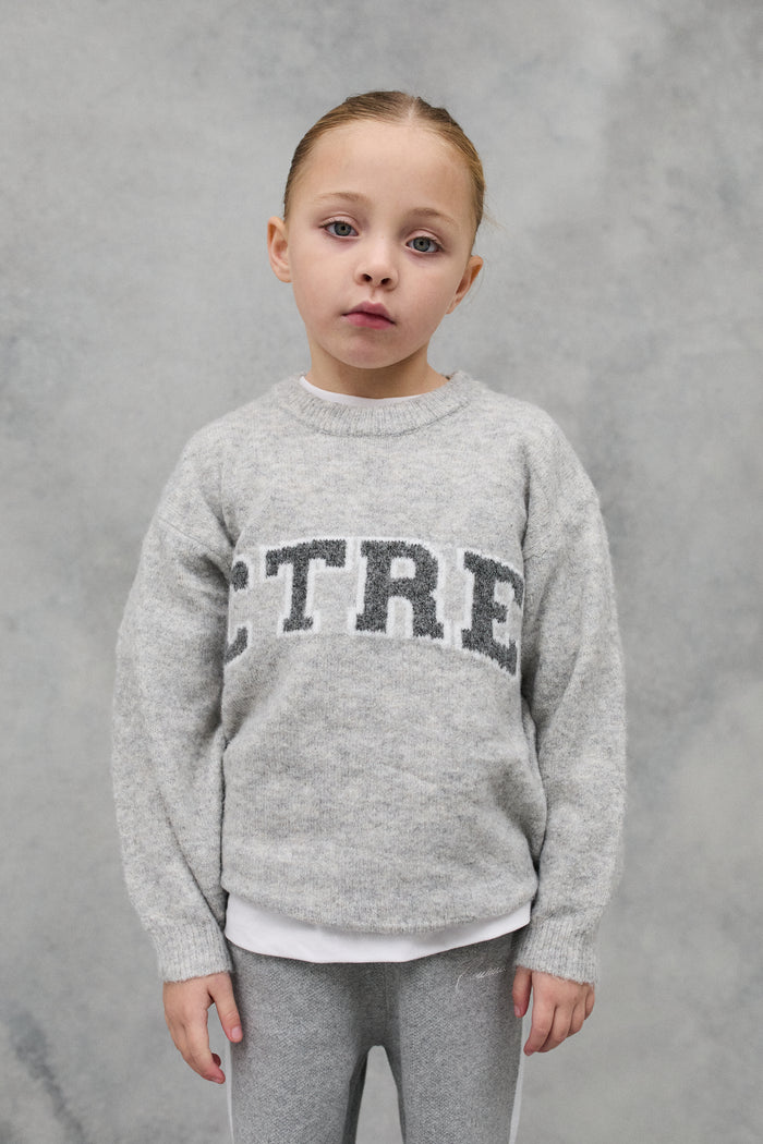 JNR CTRE KNIT SWEATSHIRT - GREY MARL