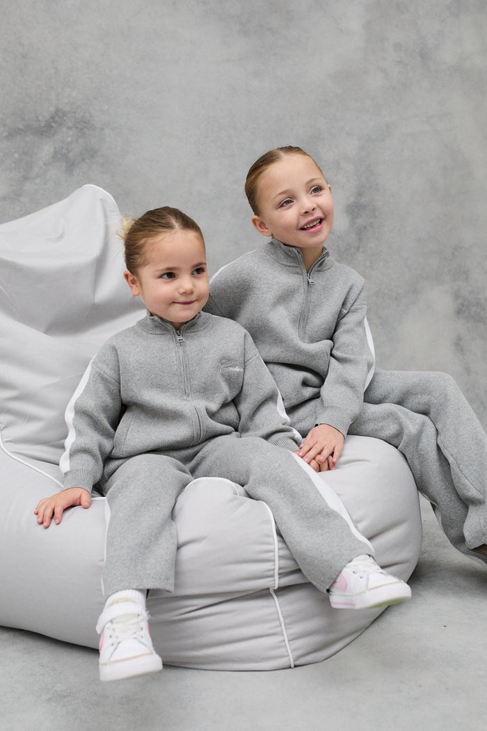 JNR SIDE STRIPE KNITTED JOGGERS - GREY MARL