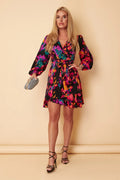 Katrina Abstract Long Sleeve Mini Dress (Multicolour )