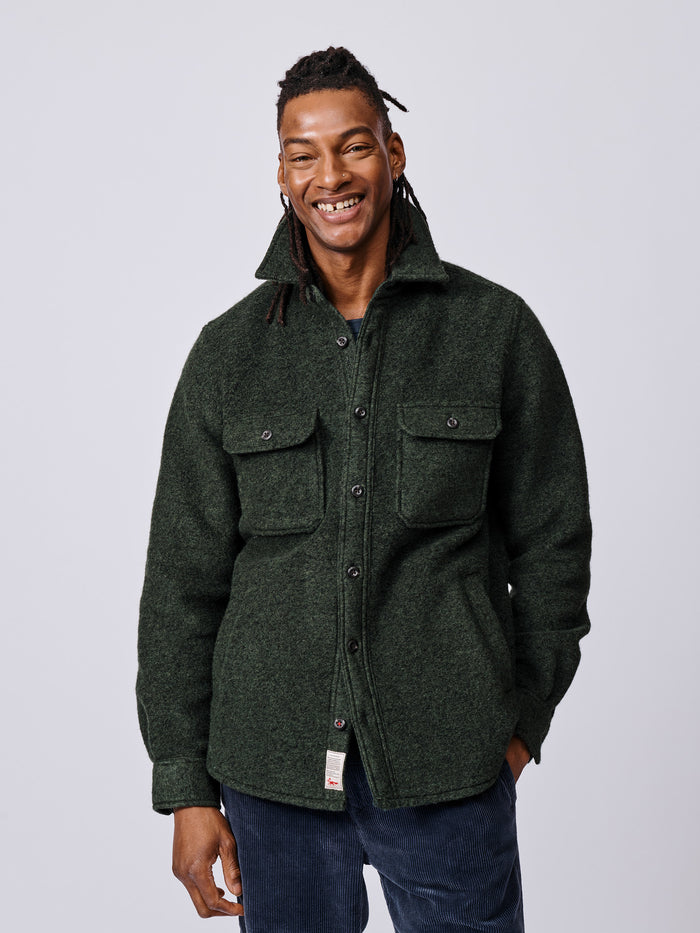 Aubin Khaki Kendale Boiled Wool Overshirt | Overshirt