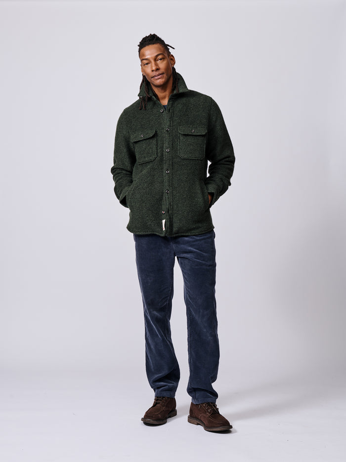 Aubin Khaki Kendale Boiled Wool Overshirt | Overshirt