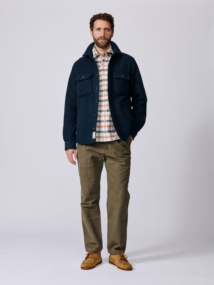 Aubin Navy Kendale Boiled Wool Overshirt | Overshirt