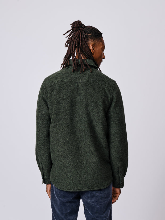Aubin Khaki Kendale Boiled Wool Overshirt | Overshirt