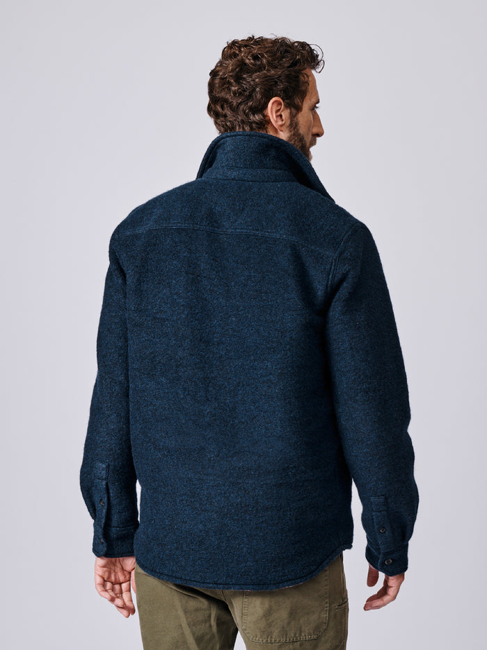 Aubin Navy Kendale Boiled Wool Overshirt | Overshirt