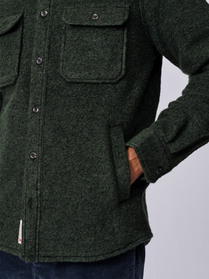 Aubin Khaki Kendale Boiled Wool Overshirt | Overshirt