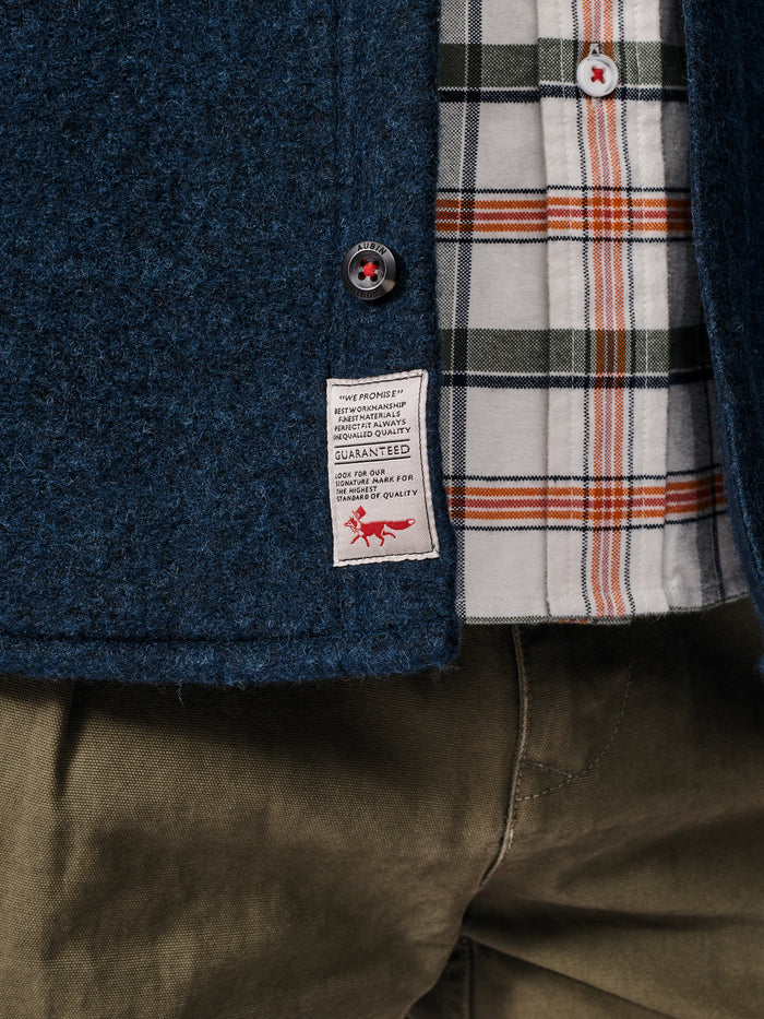 Aubin Navy Kendale Boiled Wool Overshirt | Overshirt