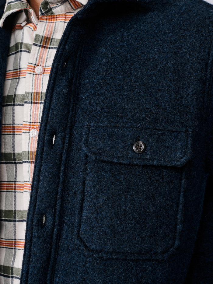 Aubin Navy Kendale Boiled Wool Overshirt | Overshirt
