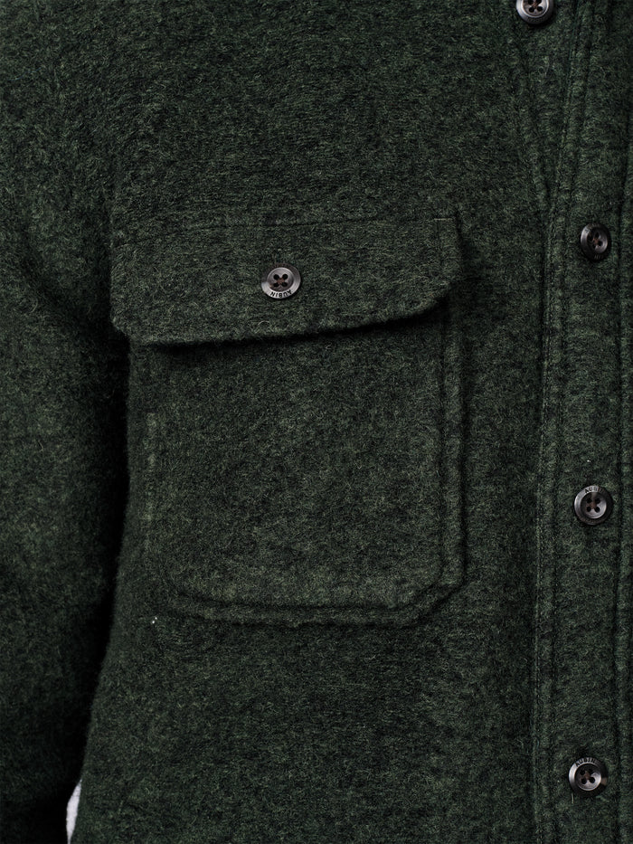 Aubin Khaki Kendale Boiled Wool Overshirt | Overshirt