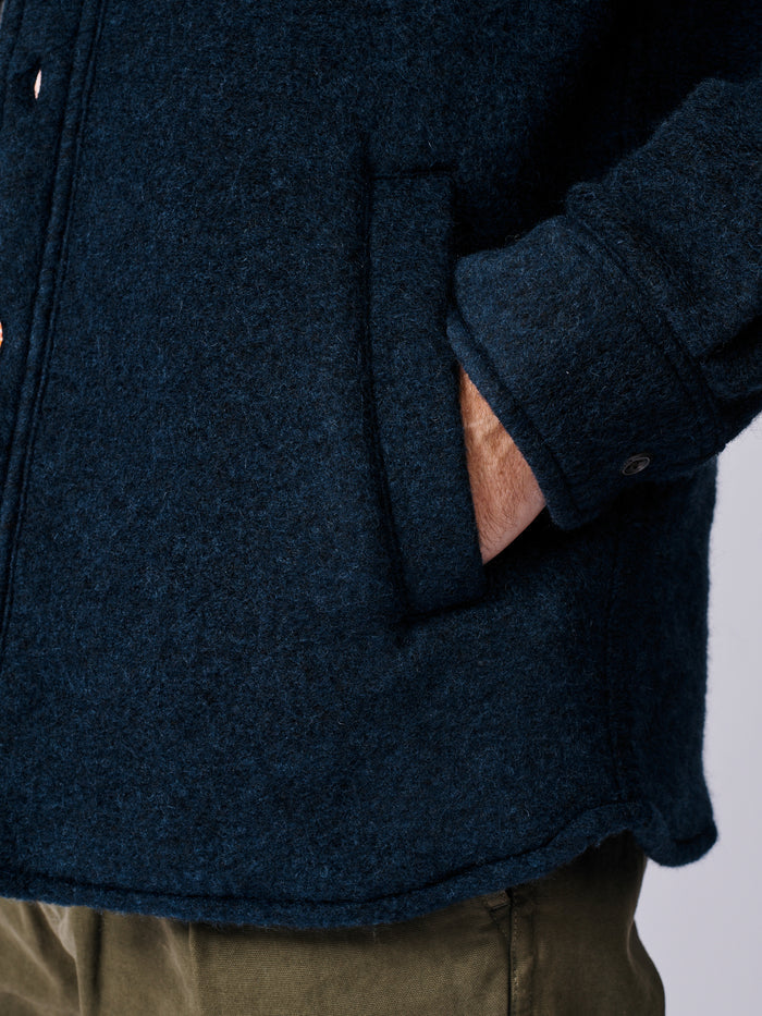 Aubin Navy Kendale Boiled Wool Overshirt | Overshirt