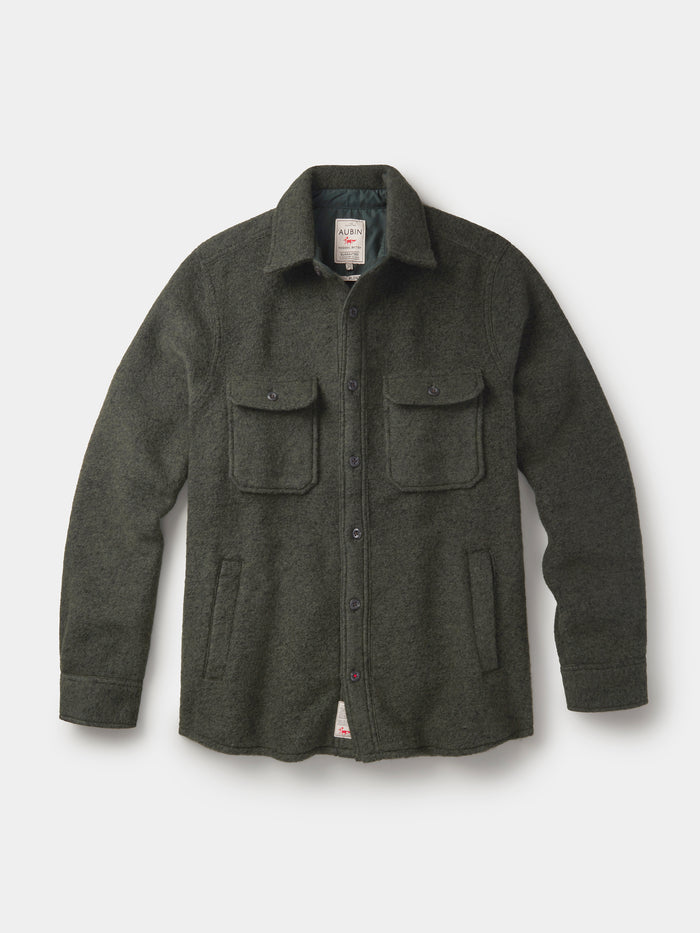 Aubin Khaki Kendale Boiled Wool Overshirt | Overshirt