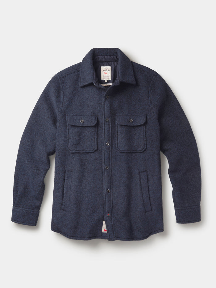 Aubin Navy Kendale Boiled Wool Overshirt | Overshirt