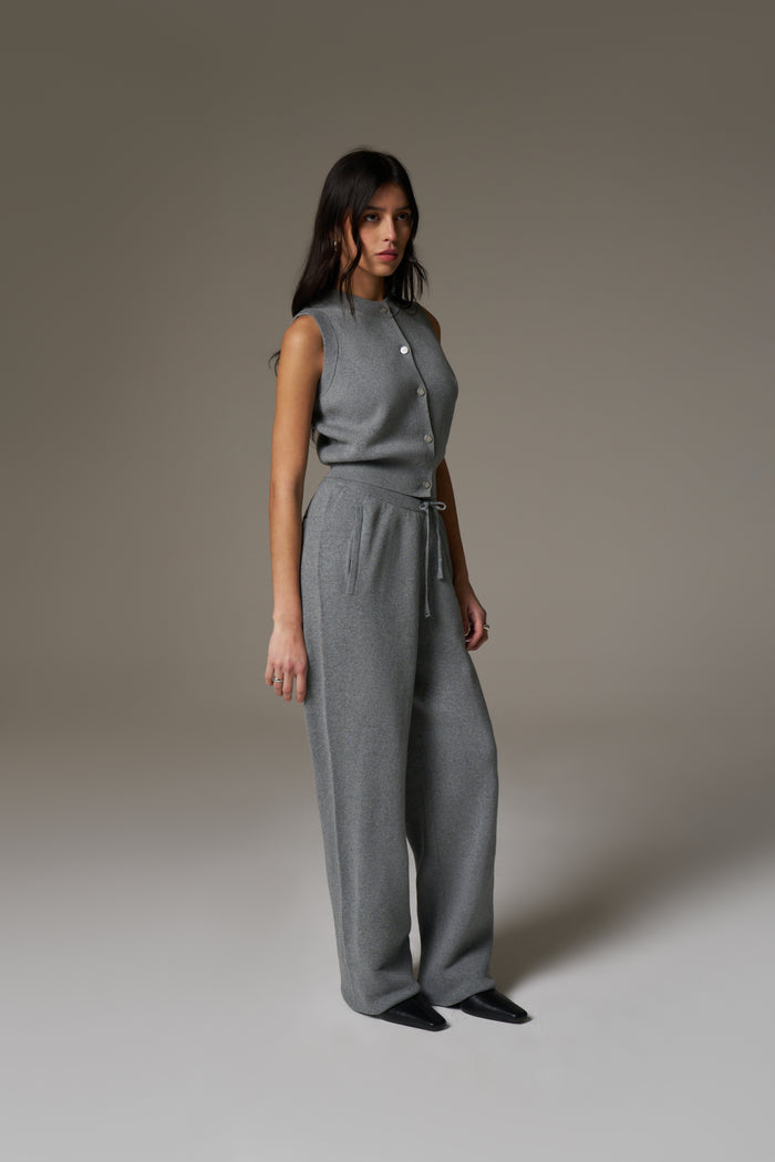 KNITTED RELAXED JOGGERS - GREY MARL