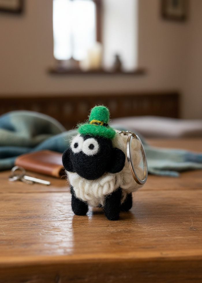 Knitted Wool Standing Sheep Keyring