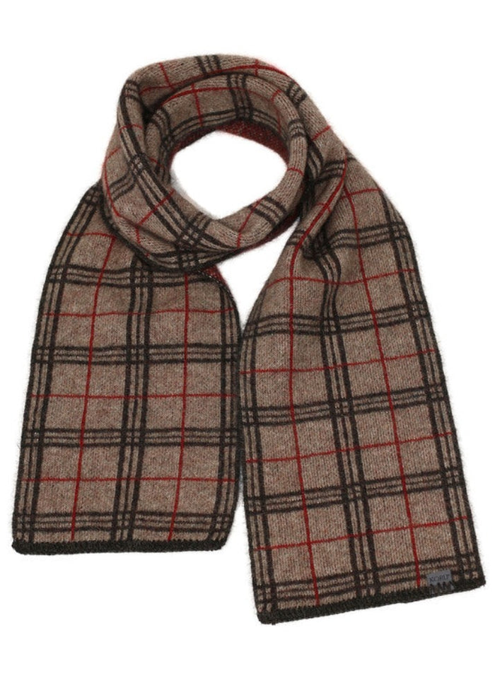 Possum and Merino  KO158 Tartan Scarf - A plain scarf using an open tartan pattern.  One size only  Made proudly in New Zealand from a premium blend of 40% possum fur, 50% merino lambswool & 10% mulberry silk.