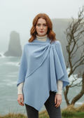 Lambswool Draped Shawl Light Blue | Irish Asymmetrical Design