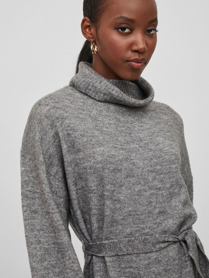 Lara Roll Neck Knit Dress (Grey)