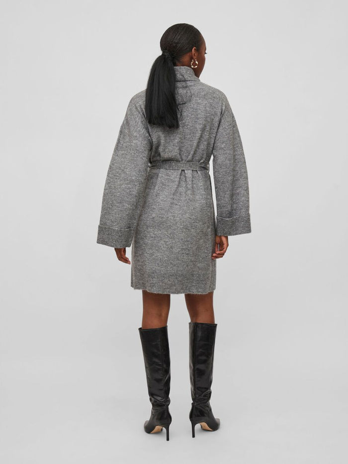 Lara Roll Neck Knit Dress (Grey)