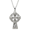 Large Celtic Stone Set Trinity Knot Silver Cross