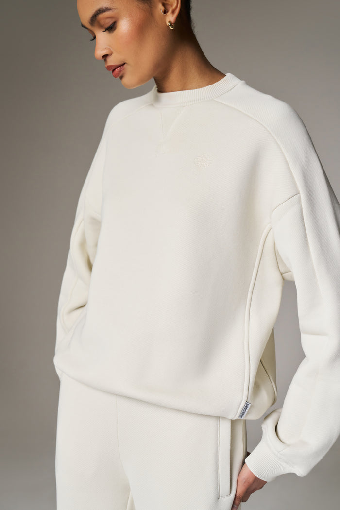LAUNDERED CLASSICS SEAM DETAIL SWEATSHIRT - ECRU