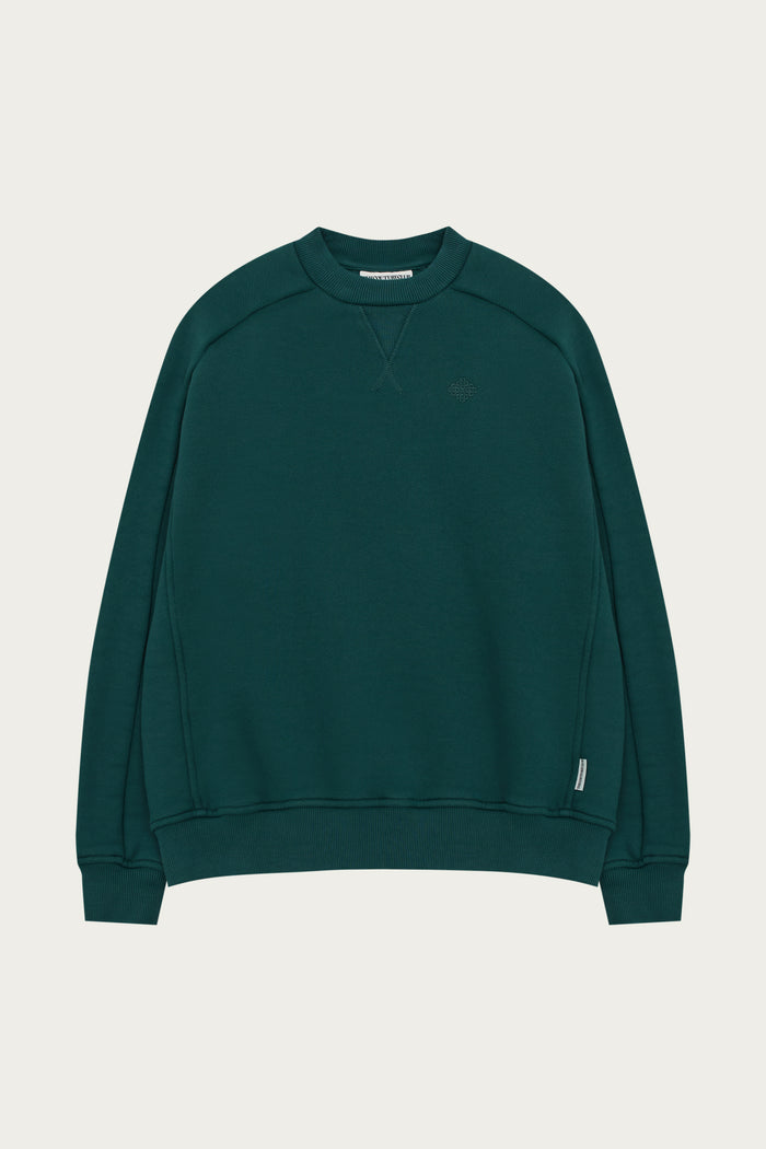 LAUNDERED CLASSICS SEAM DETAIL SWEATSHIRT - GREEN