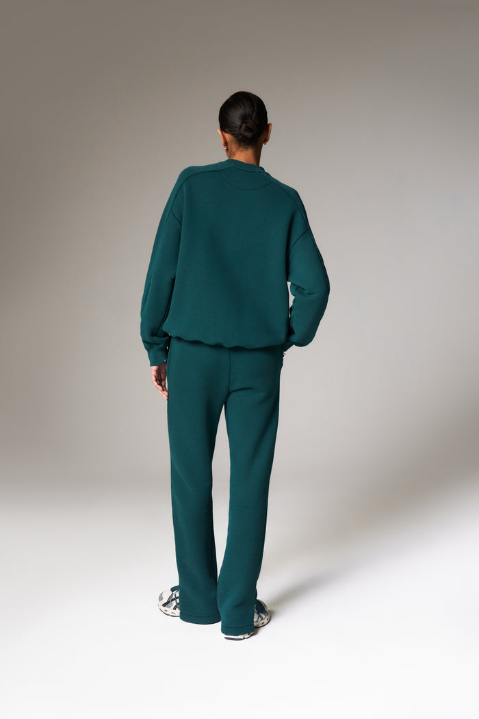 LAUNDERED CLASSICS SEAM DETAIL SWEATSHIRT - GREEN