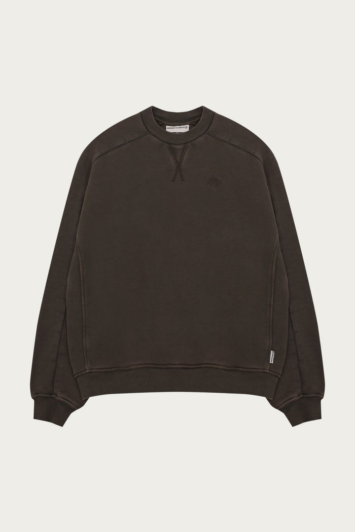 LAUNDERED CLASSICS SEAM DETAIL SWEATSHIRT - WASHED BROWN
