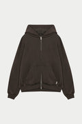LAUNDERED CLASSICS ZIP THROUGH HOODIE - WASHED BROWN