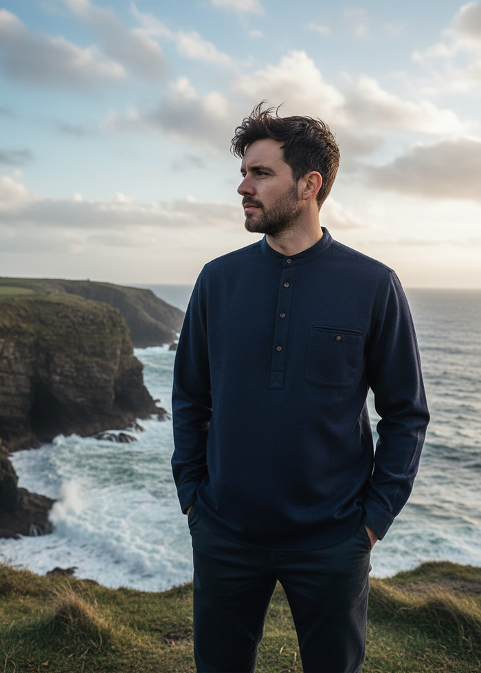 Lee Valley Grandfather Shirt | Navy Melange Twill Flannel