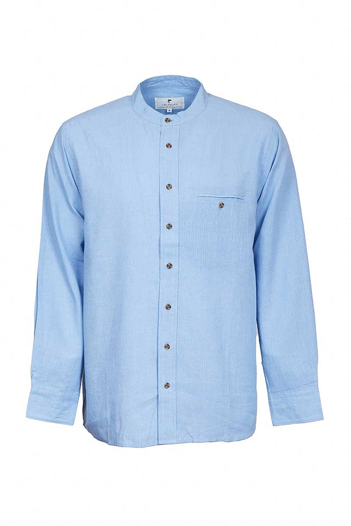 Lee Valley Linen Grandfather Shirt | Melange Sky Blue