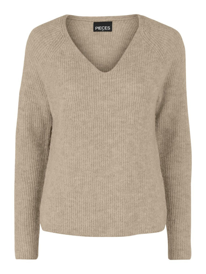 Lelle V-Neck Jumper (White Pepper)
