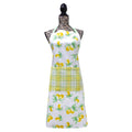 Lemons design apron with yellow, green and white checked pocket