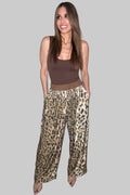Style the Leopard Sequin Faux Seude Waistband Barrel Pants exclusively at Born To Glam
