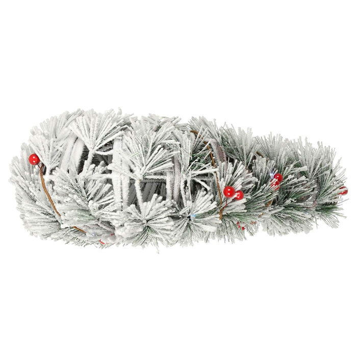 Side view of a frosted Christmas wreath