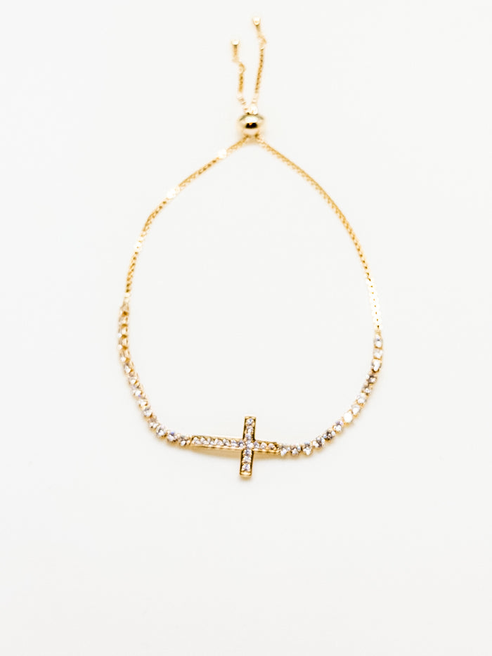 Lorelei Cross Adjustable Bracelet in Gold
