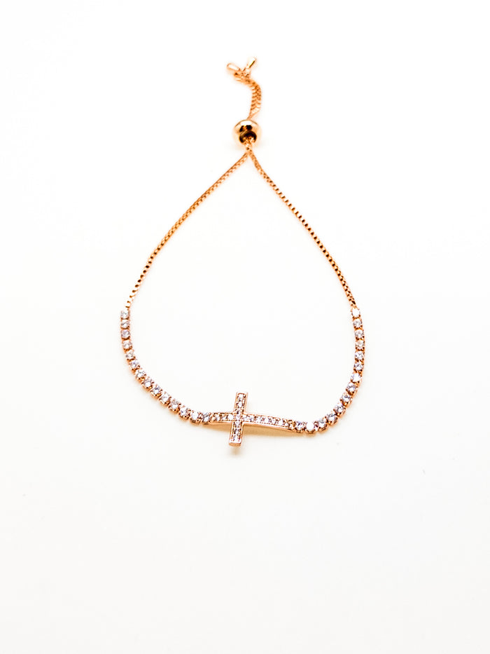 Lorelei Cross Adjustable Bracelet in Gold